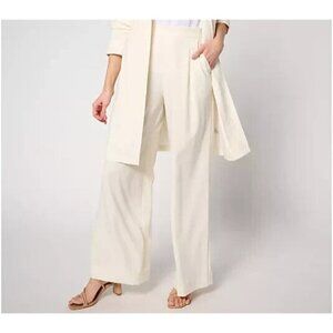 BEAUTIFUL by Lawrence Zarian Petite Pull On Wide Leg Pant Ivory,Petite 1X